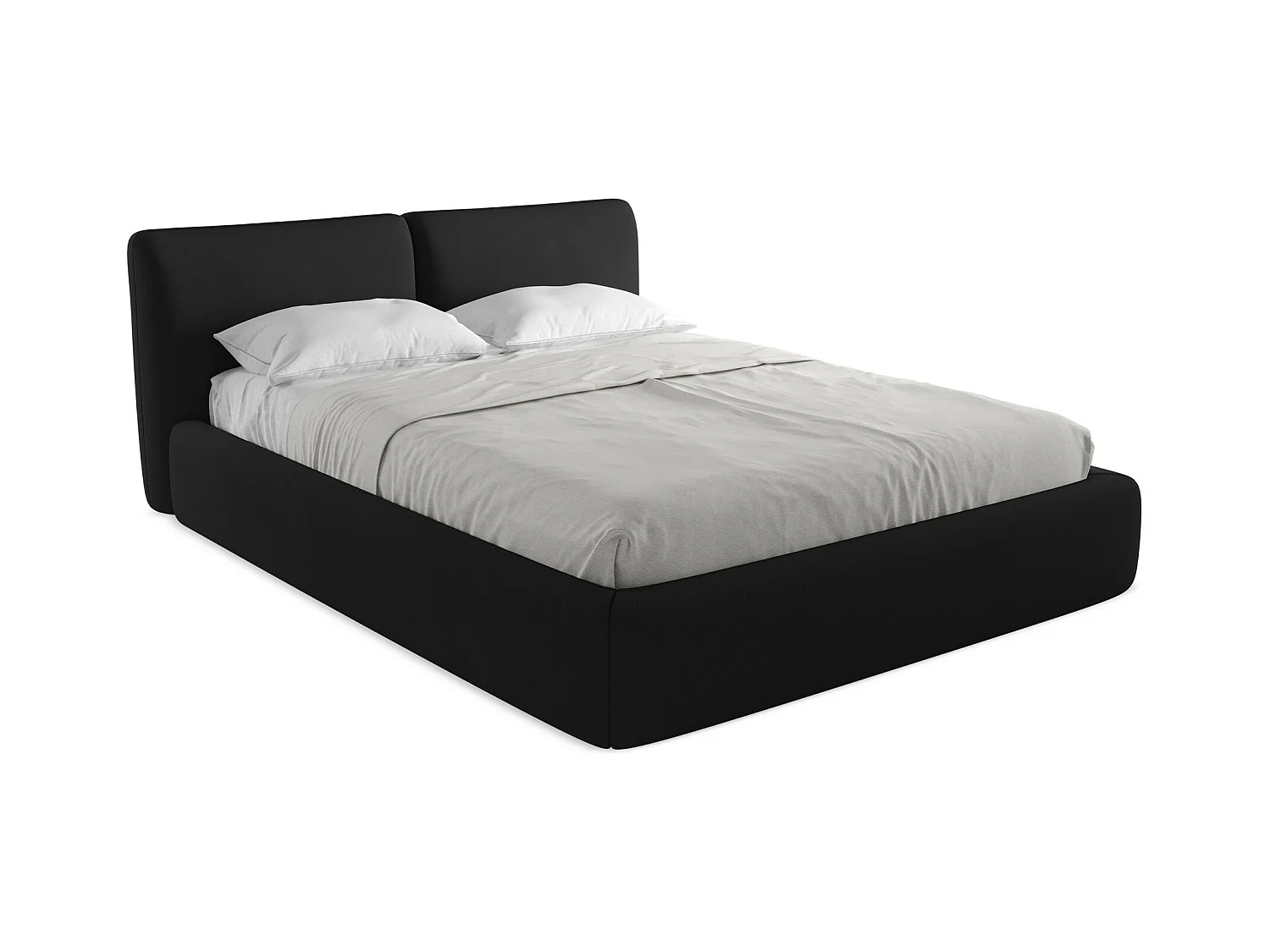 Lit coffre en tissu chenille 160 x 200 - noir - HOKU
