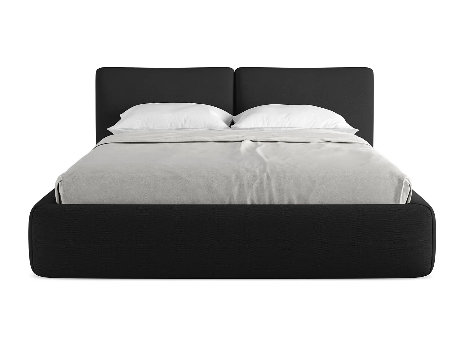 Lit coffre en tissu chenille 160 x 200 - noir - HOKU