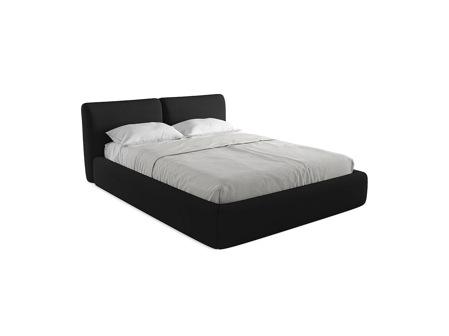 Bett mit Bettkasten - 180 x 228 - Chenille - Schwarz - MILANO