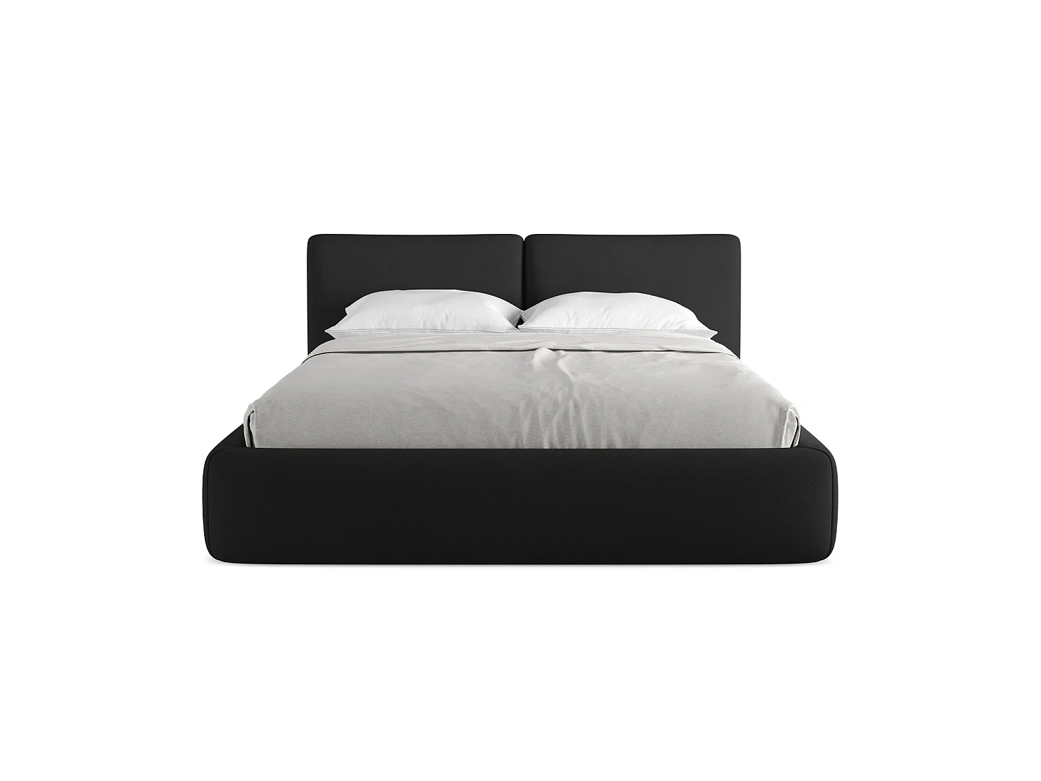 Bett mit Bettkasten - 180 x 228 - Chenille - Schwarz - MILANO