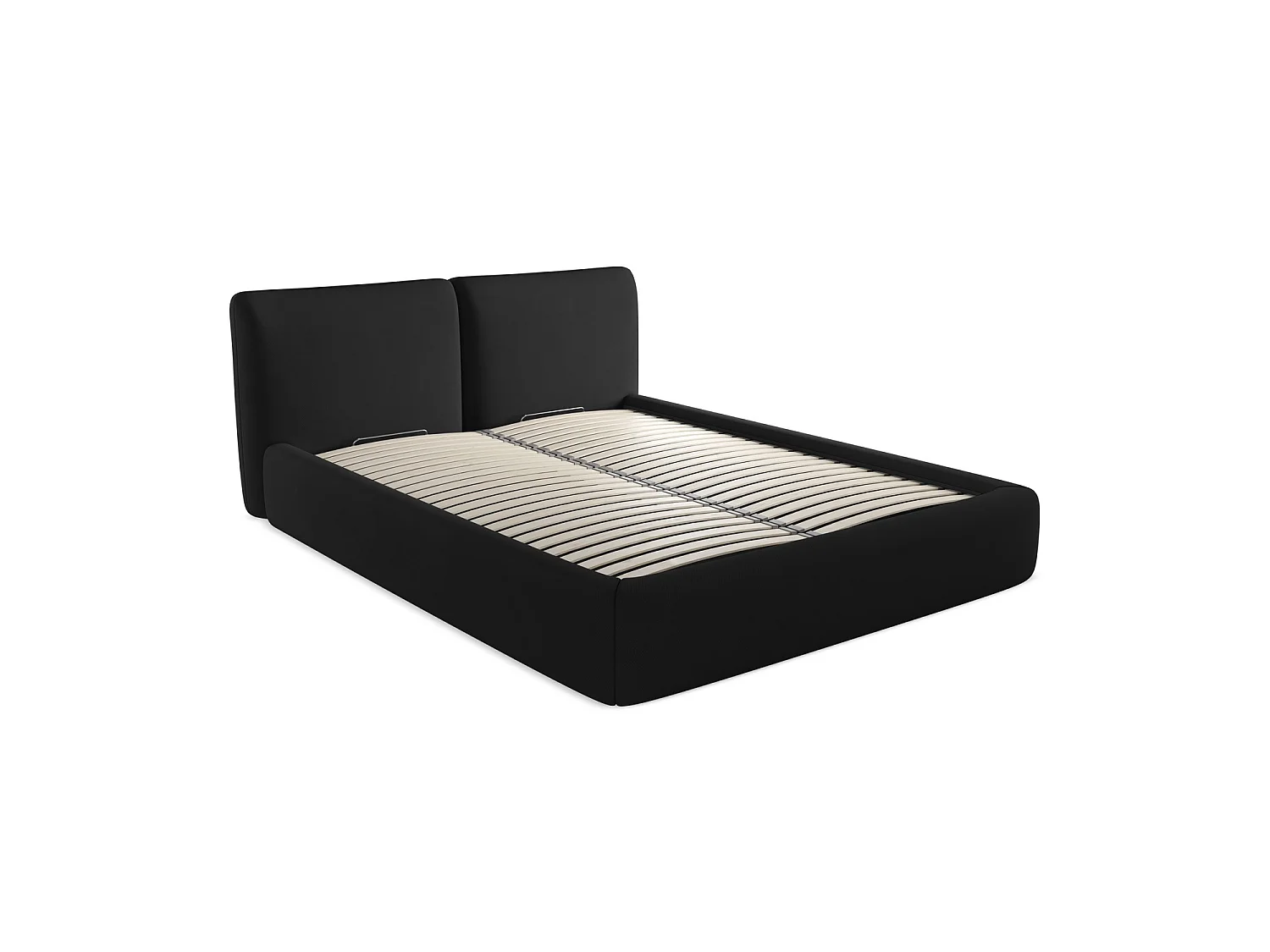 Bett mit Bettkasten - 180 x 228 - Chenille - Schwarz - MILANO
