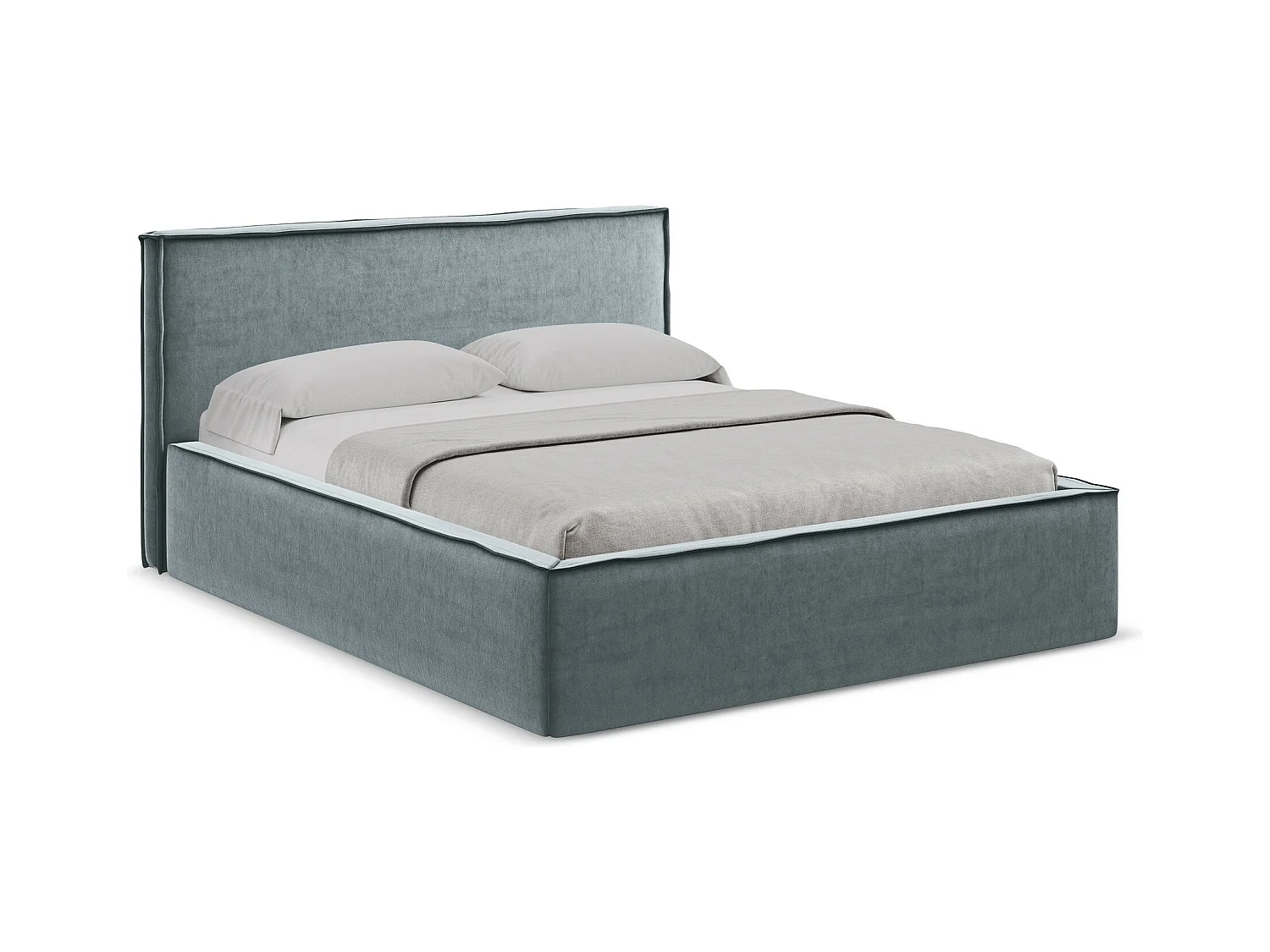 Bett mit Bettkasten - 160 x 228 - Samt - Hellblau - ANANI