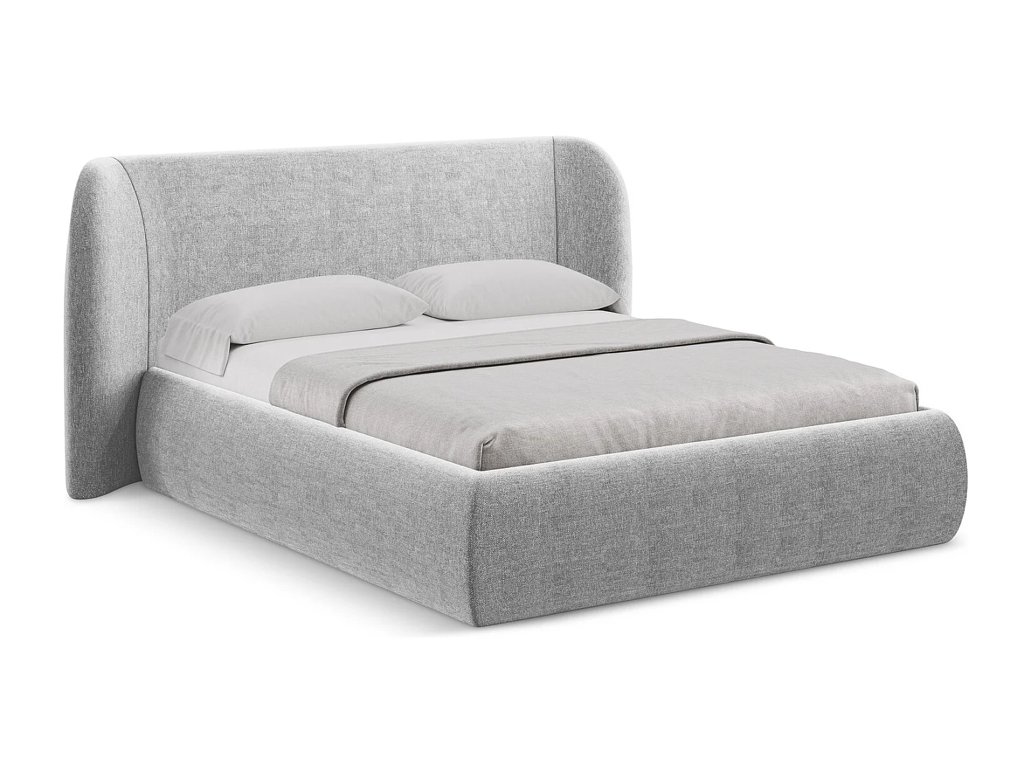 Lit coffre en tissu chenille 140 x 200 - gris clair - HAUKE