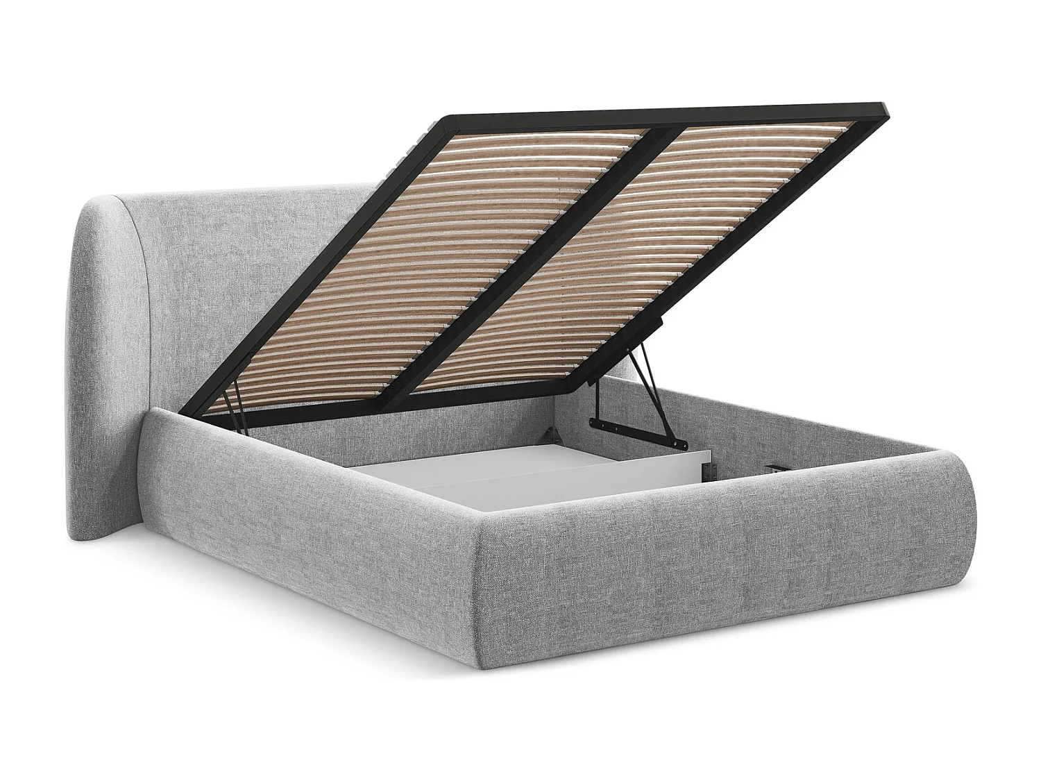 Bed met opbergruimte 190 x 215 - chenille stof - lichtgrijs - HAUKE