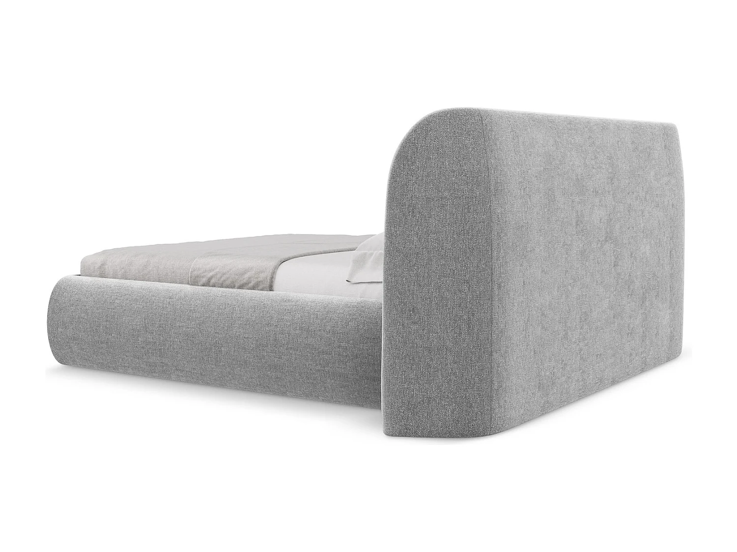 Bed met opbergruimte 190 x 215 - chenille stof - lichtgrijs - HAUKE