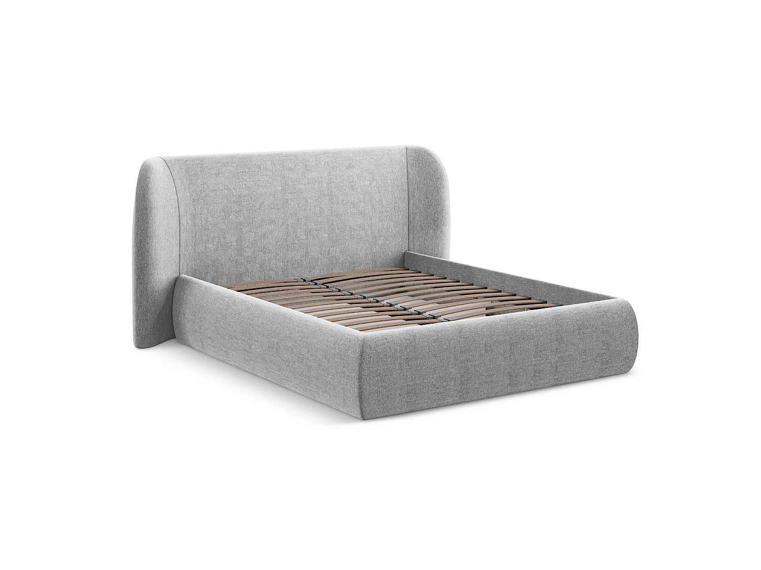 Bett mit Bettkasten - 190 x 215 - Chenille - Hellgrau - TRIESTE