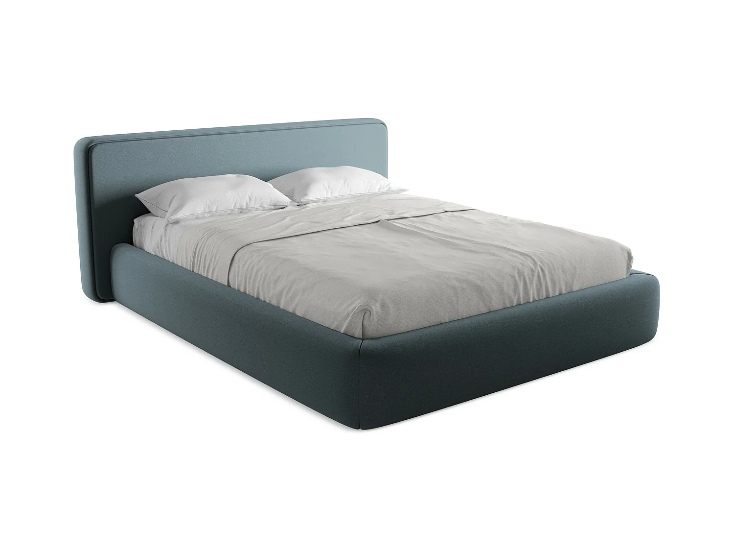Bett mit Bettkasten - 200 x 225 - Bouclé - Jeans - KIANA