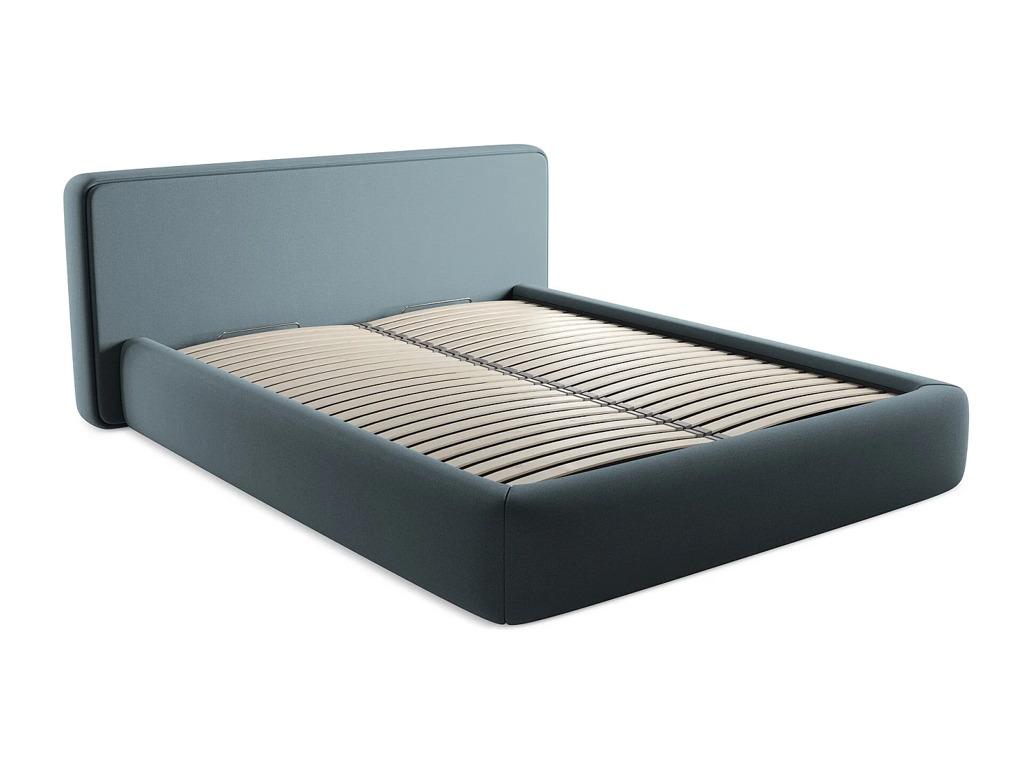 Lit coffre en tissu bouclette 160 x 200 - jeans - KIANA