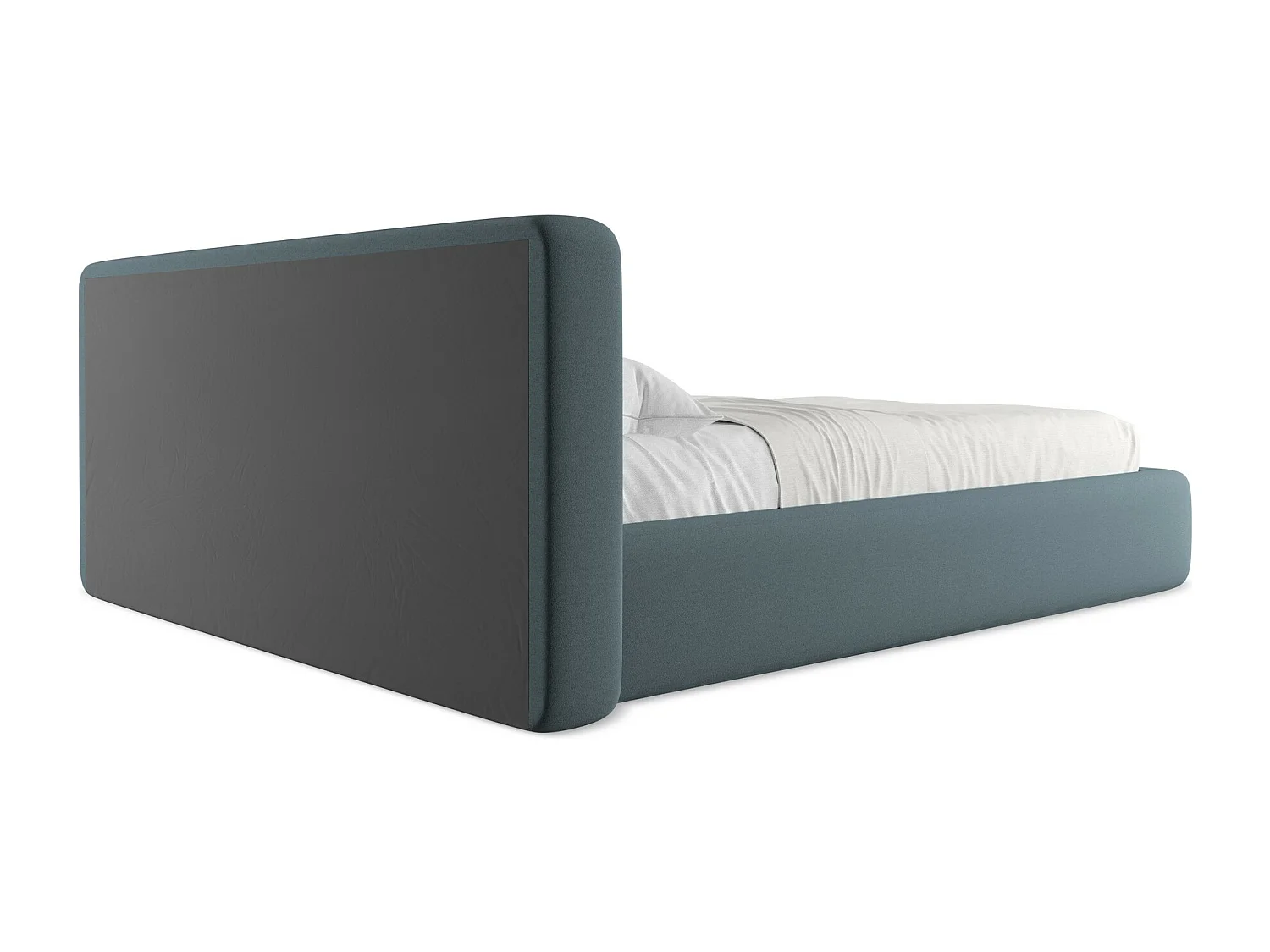 Lit coffre en tissu bouclette 160 x 200 - jeans - KIANA