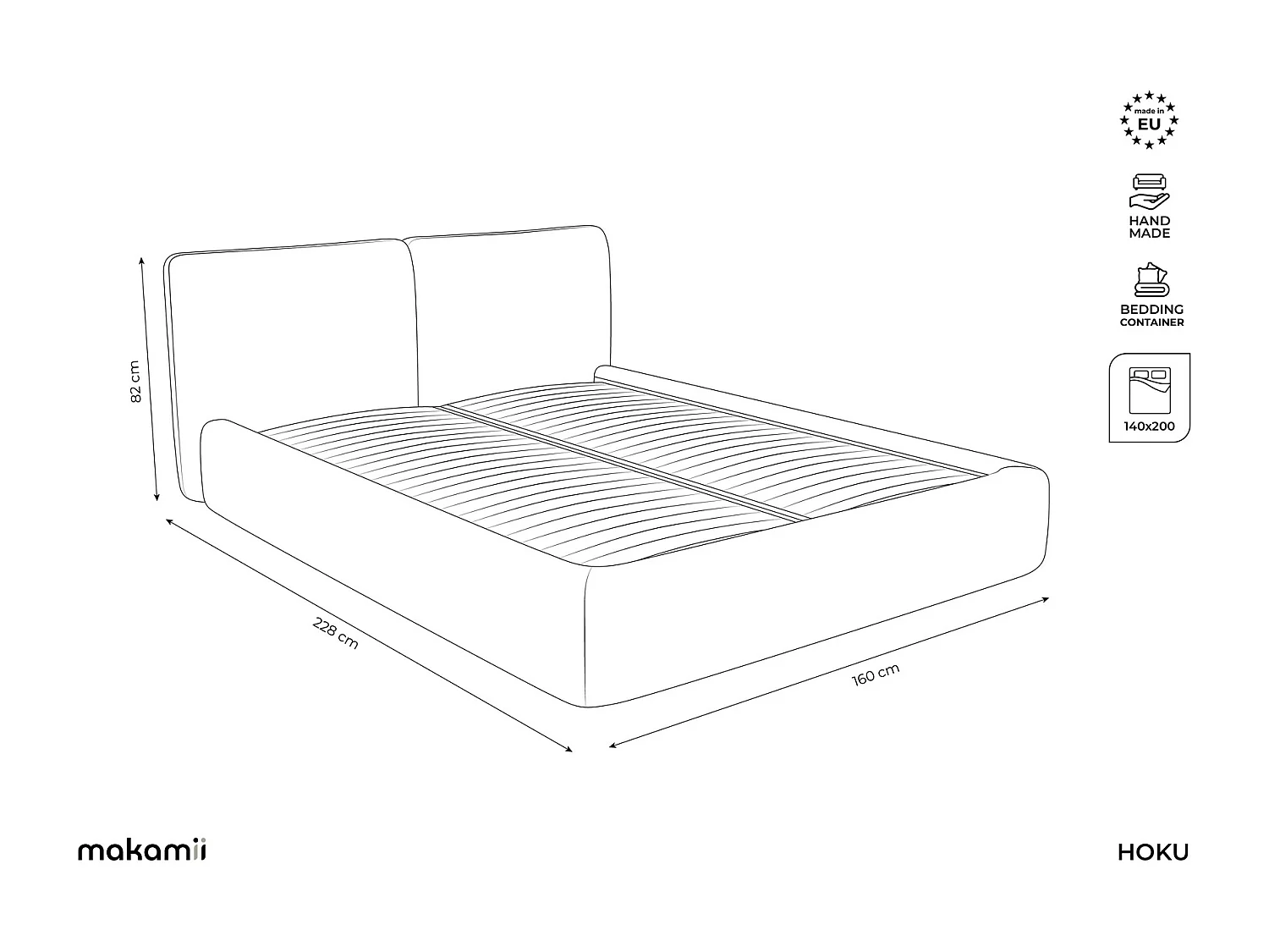Bed met opbergruimte 160 x 228 - velours - grijs - HOKU