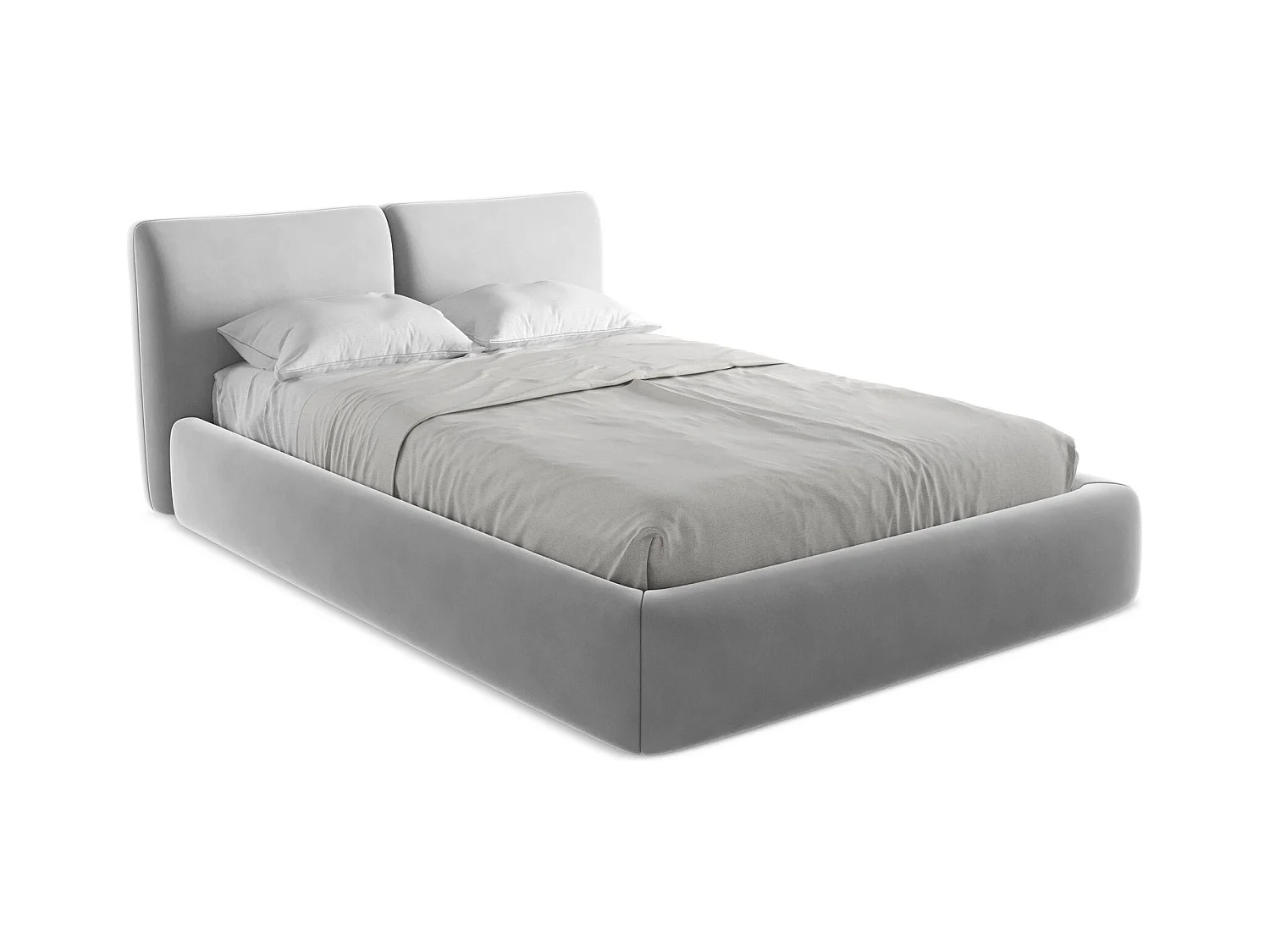 Lit coffre en velours 140 x 200 - gris - HOKU