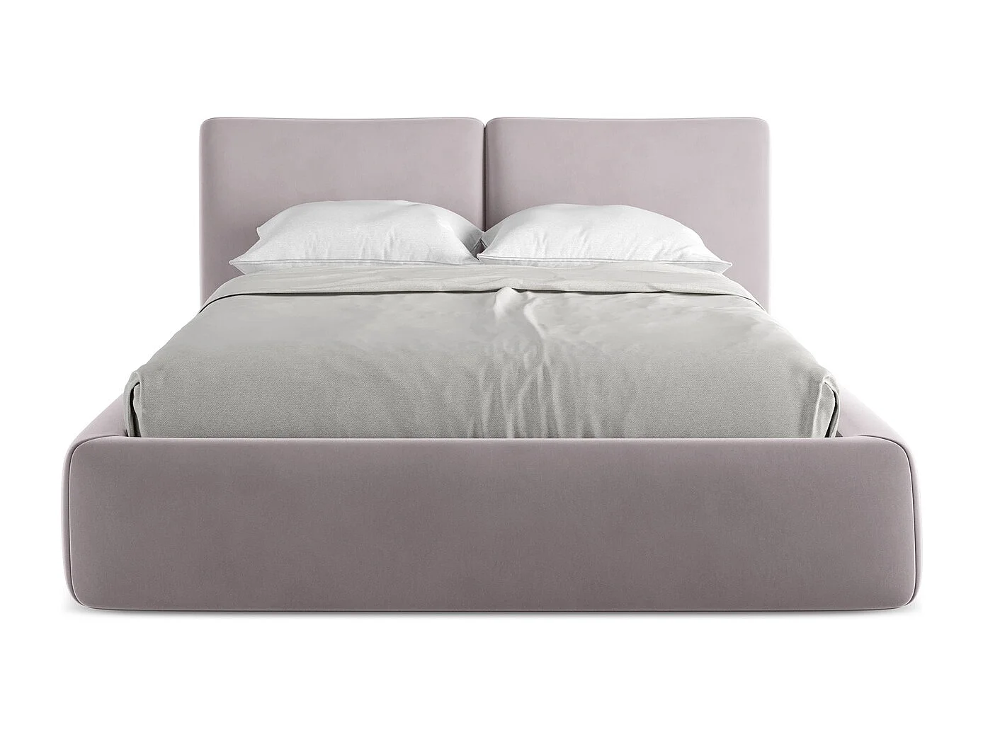 Lit coffre en velours 140 x 200 - gris - HOKU