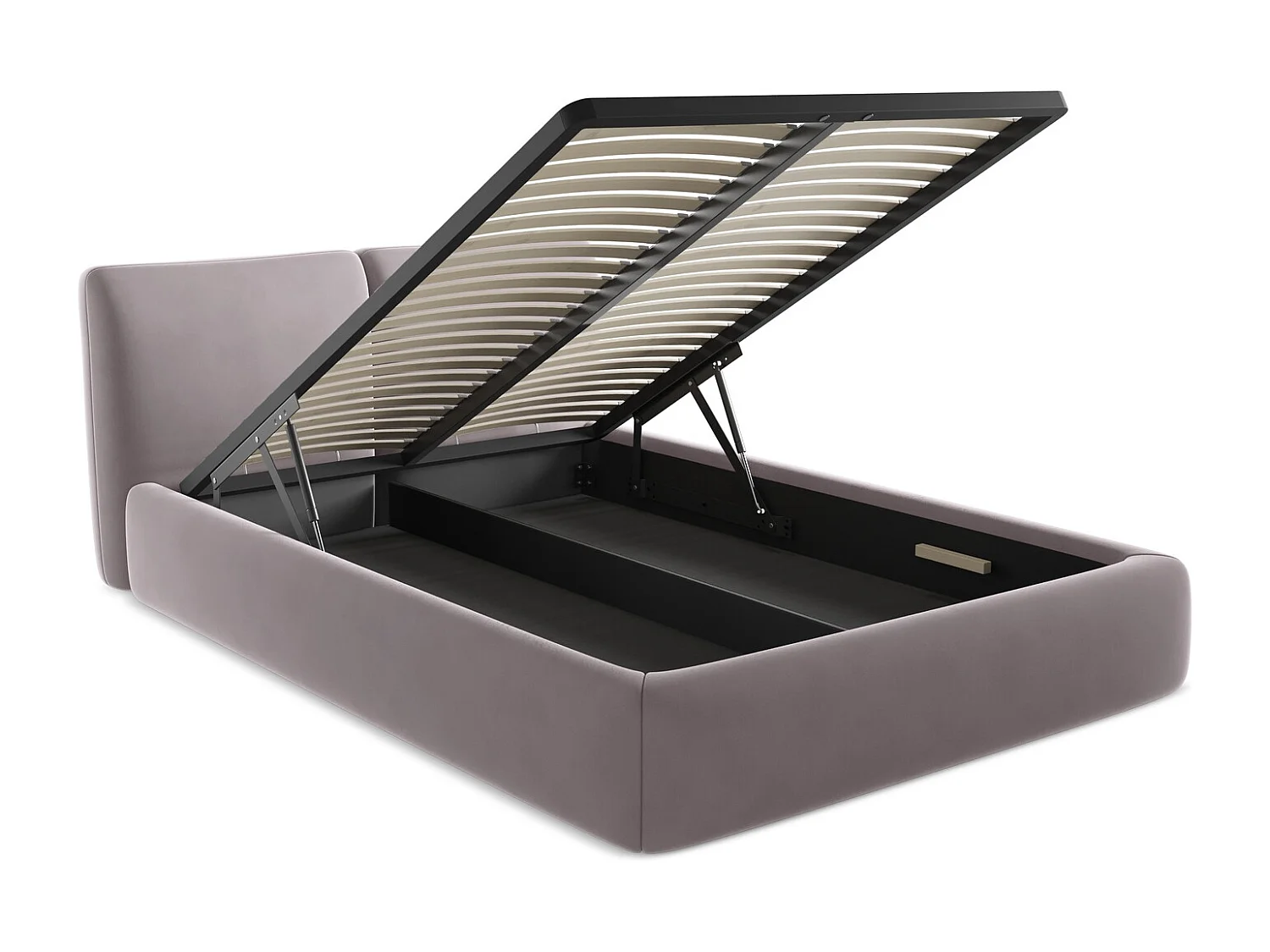 Lit coffre en velours 140 x 200 - gris - HOKU