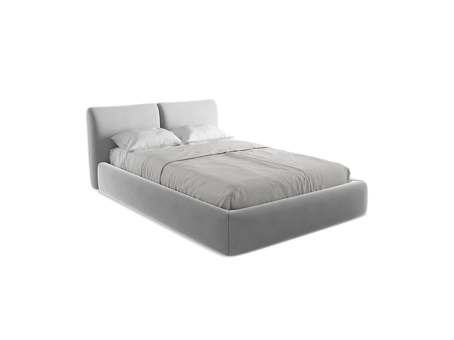 Lit coffre en velours 160 x 228 - gris - MILANO