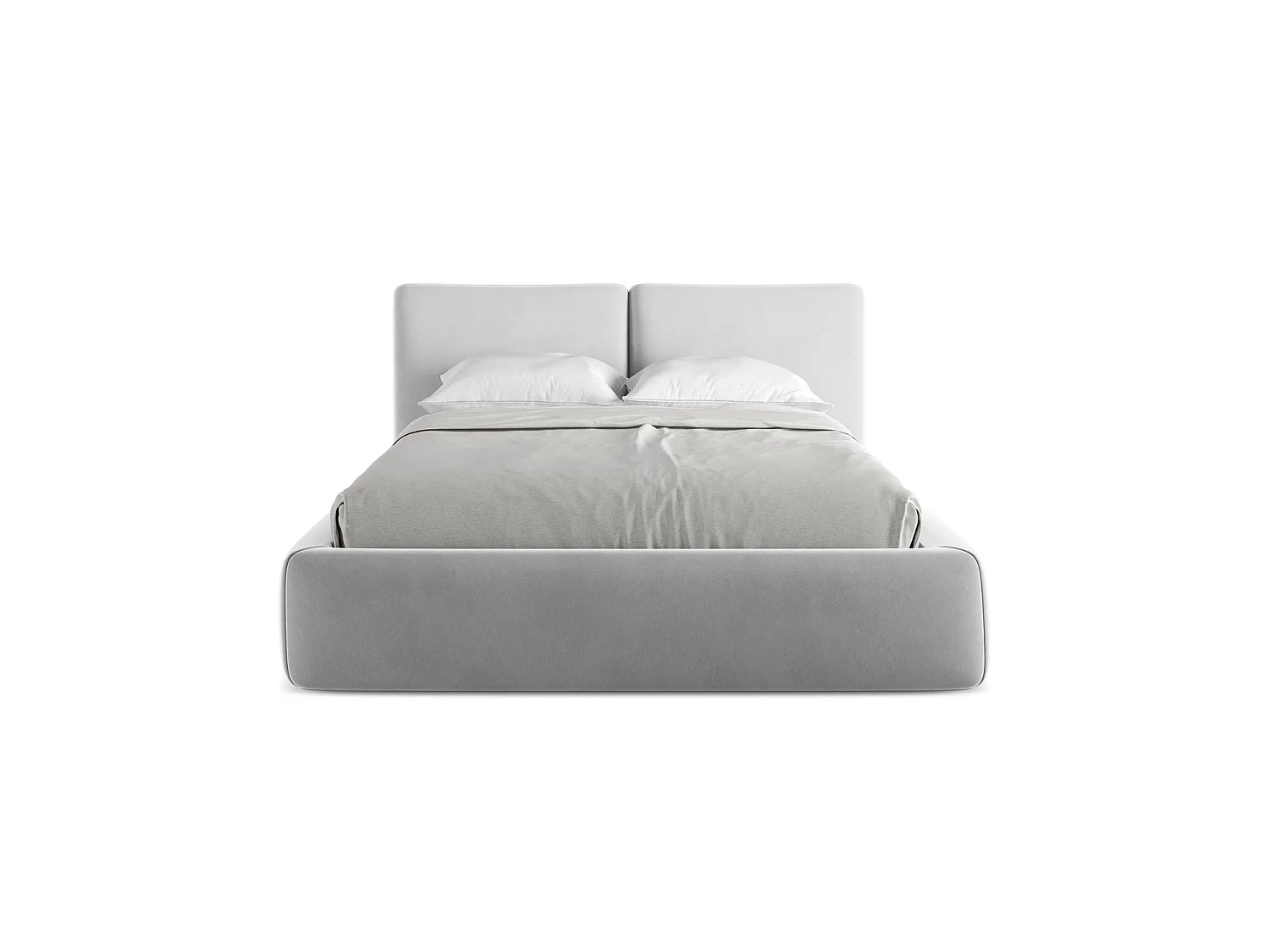 Lit coffre en velours 160 x 228 - gris - MILANO
