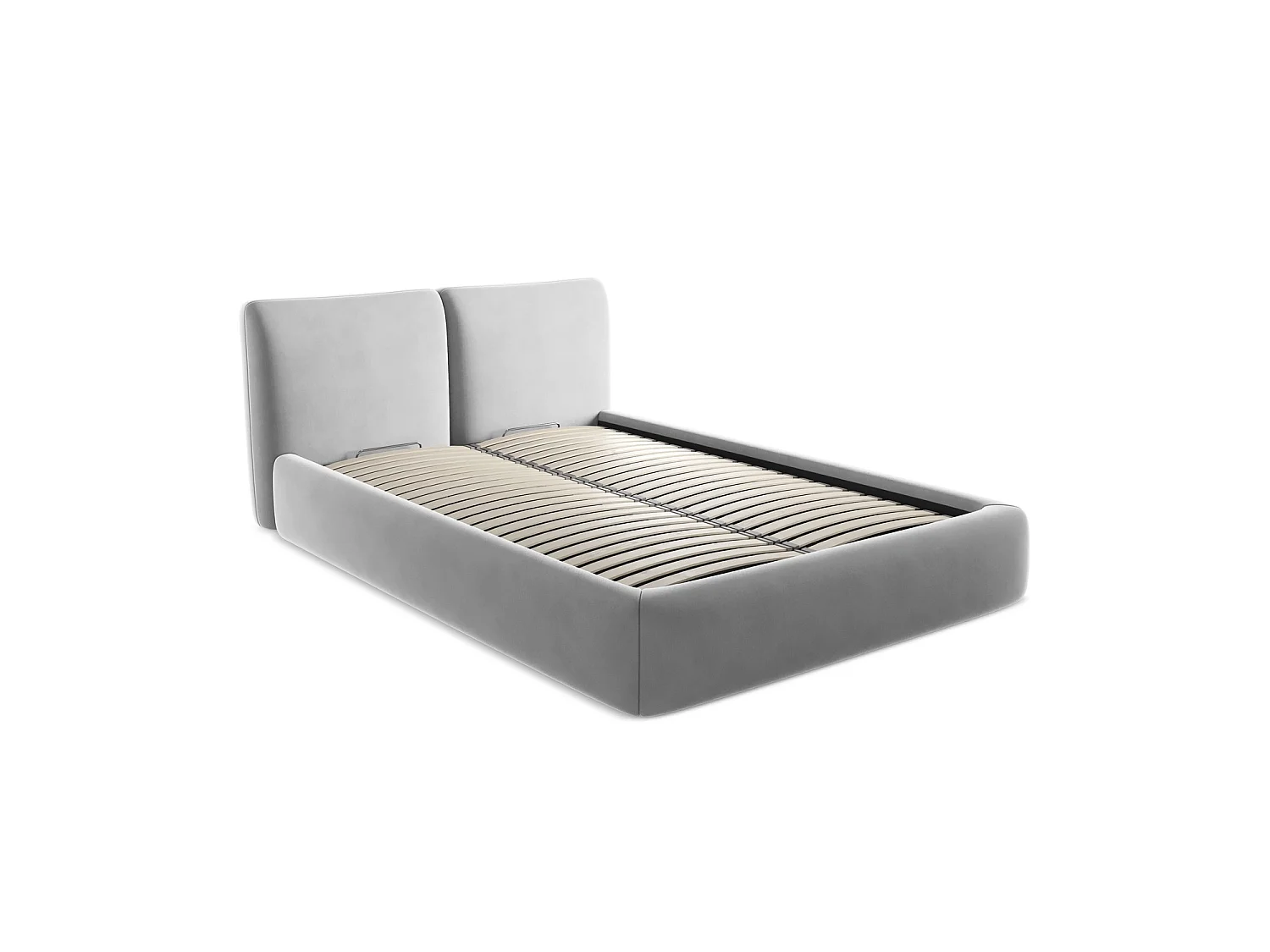 Lit coffre en velours 160 x 228 - gris - MILANO