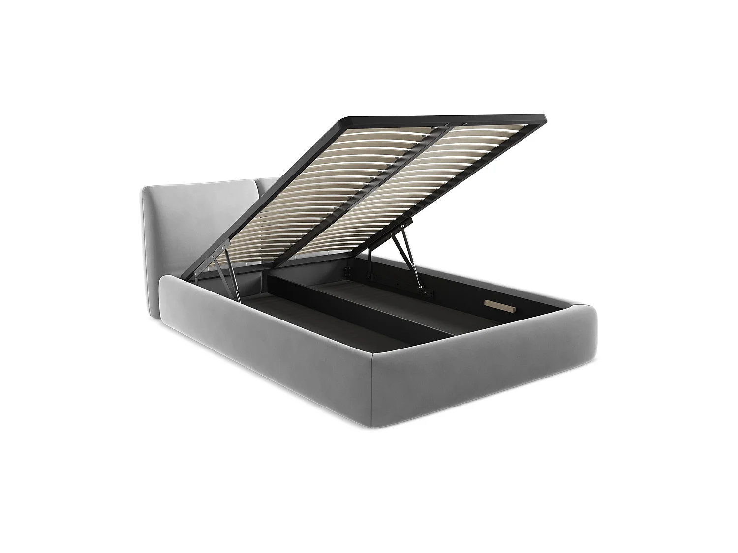 Lit coffre en velours 160 x 228 - gris - MILANO