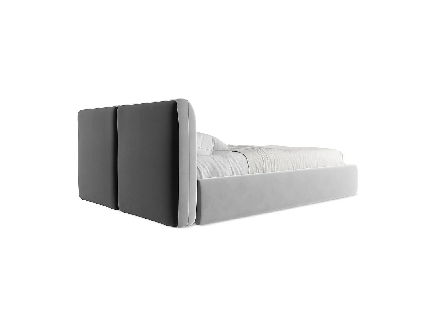 Lit coffre en velours 160 x 228 - gris - MILANO