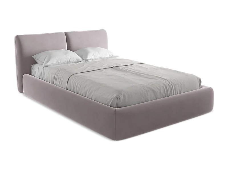 Lit coffre en velours 140 x 200 - gris - HOKU