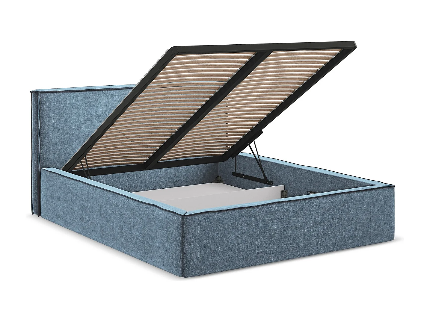 Lit coffre en tissu chenille 180 x 200 - jeans - ANANI