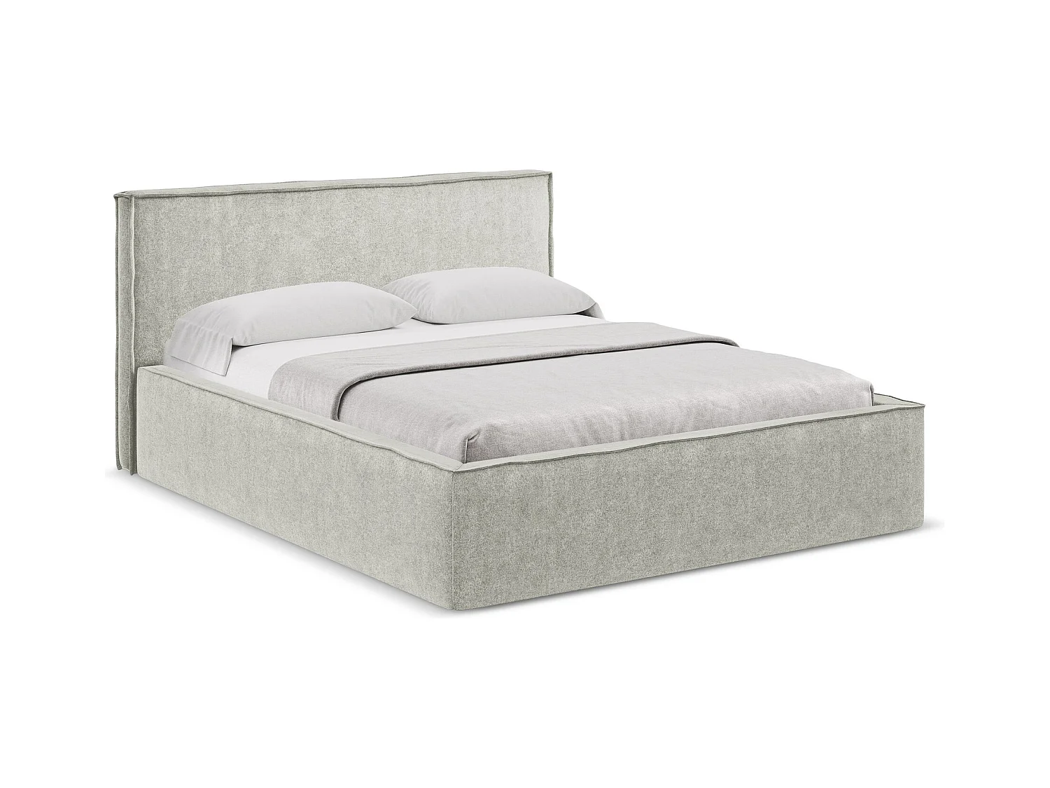 Bett mit Bettkasten - 200 x 228 - Bouclé - Beige - ANANI