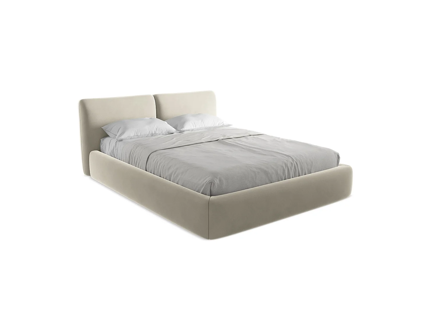 Lit coffre en velours 180 x 228 - perle - MILANO