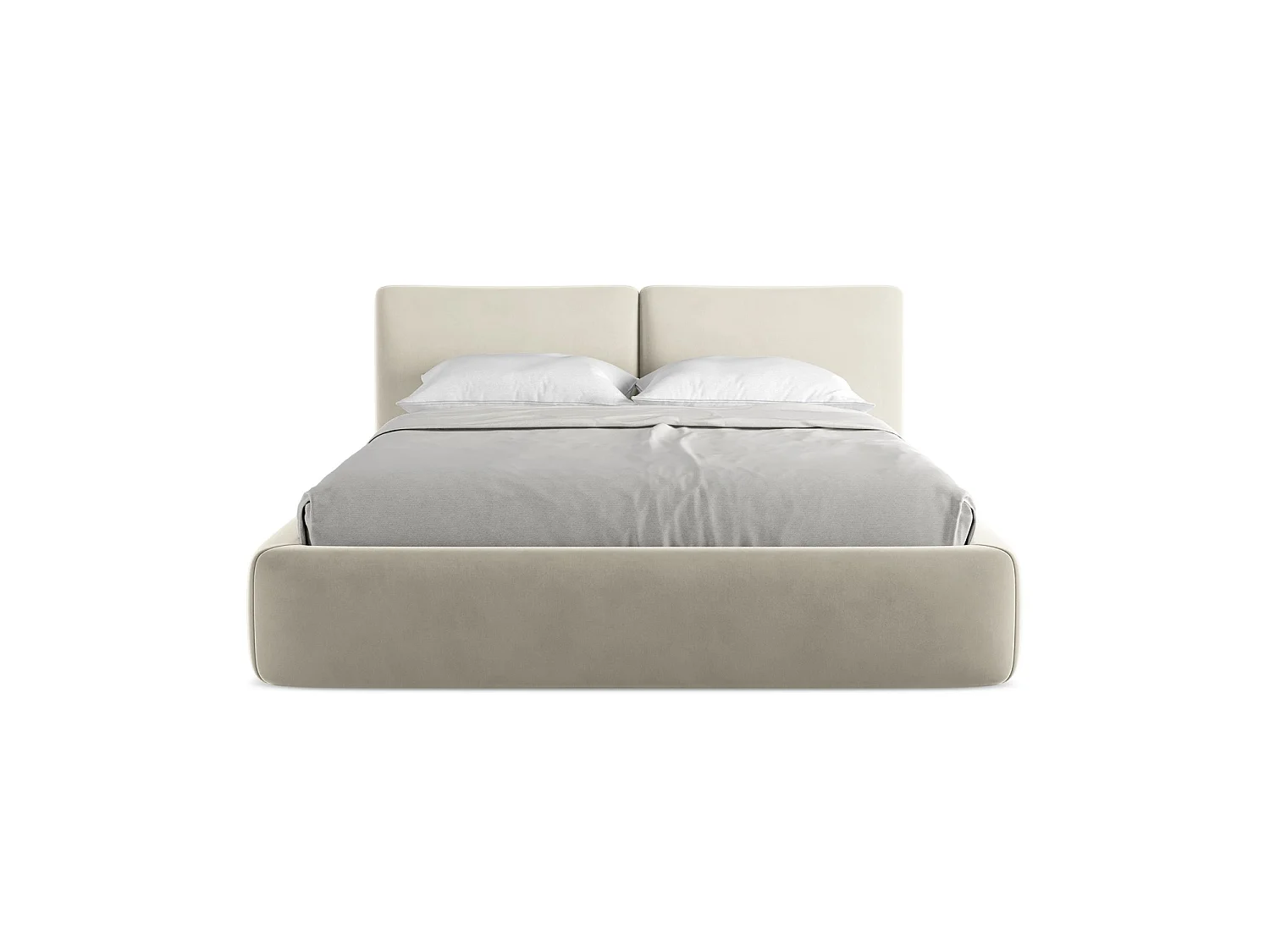 Lit coffre en velours 180 x 228 - perle - MILANO