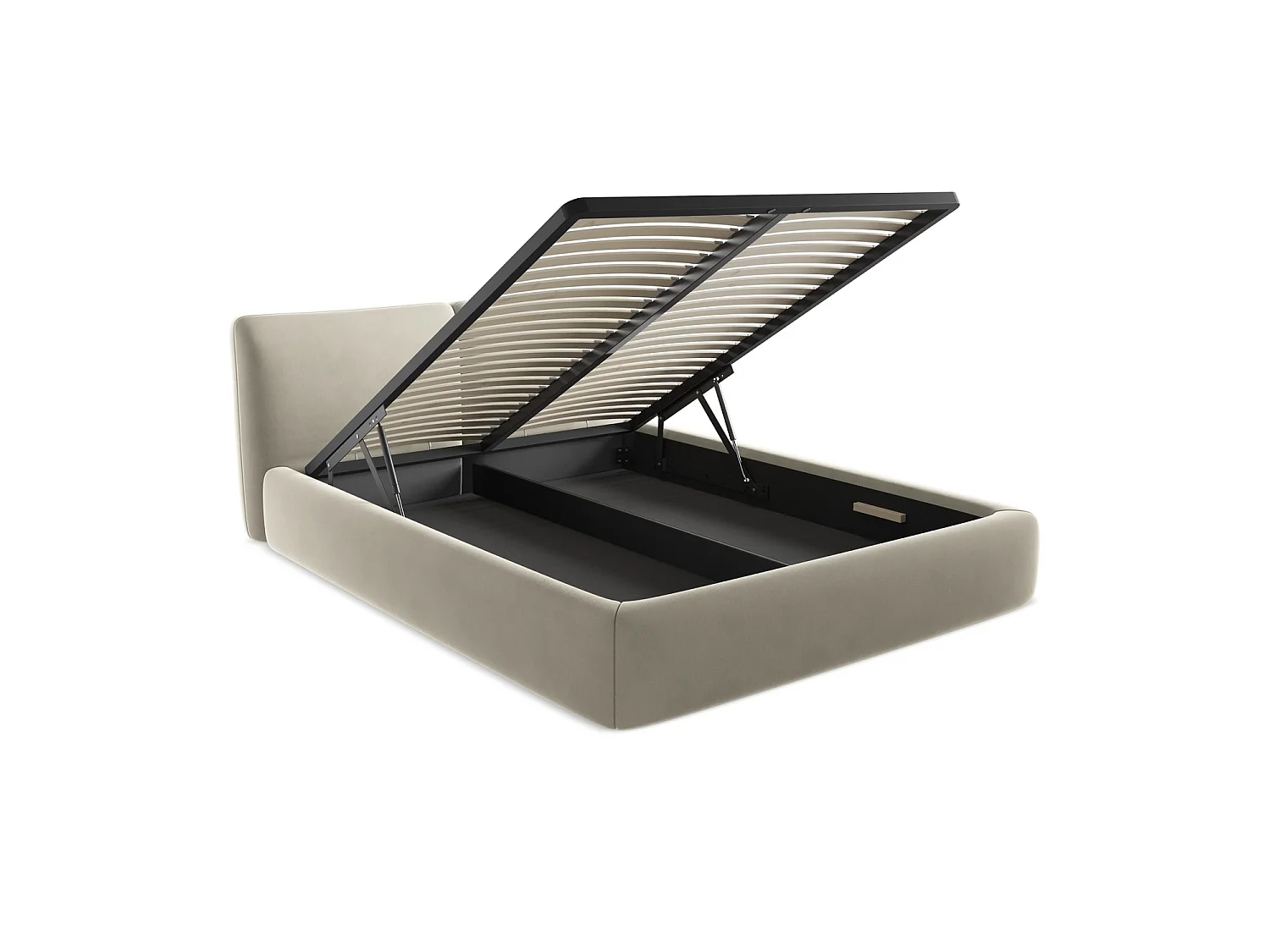 Lit coffre en velours 180 x 228 - perle - MILANO