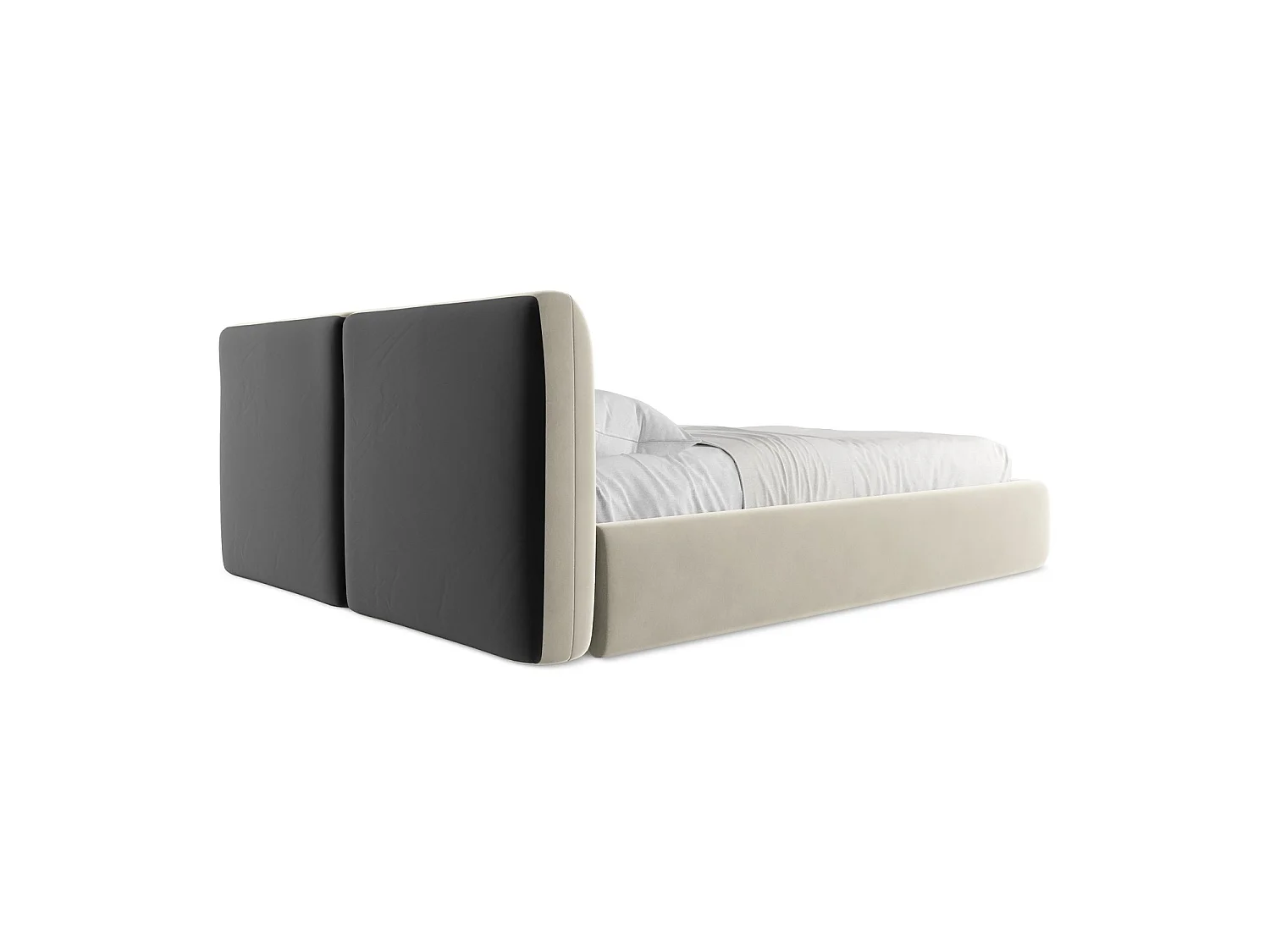 Lit coffre en velours 180 x 228 - perle - MILANO