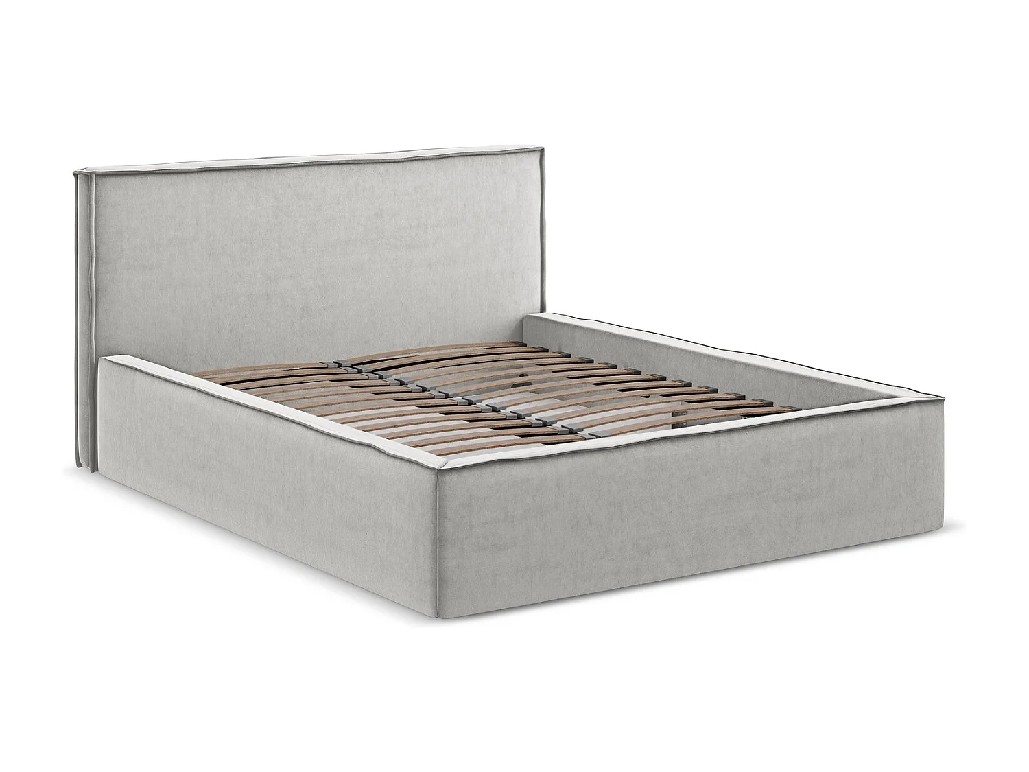 Bed met opbergruimte 200 x 228 - velours - zilver - ANANI