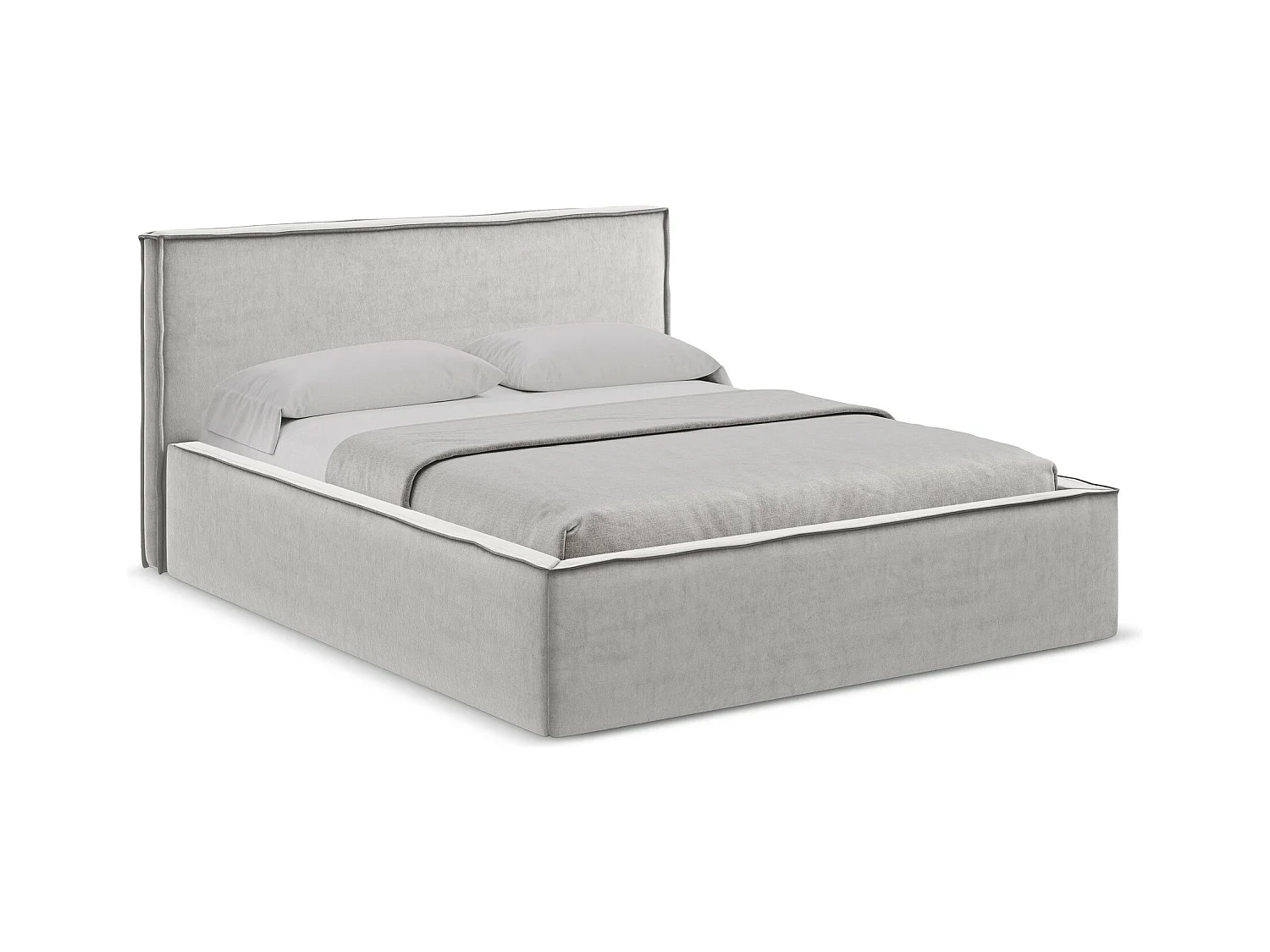 Bed met opbergruimte 200 x 228 - velours - zilver - ANANI
