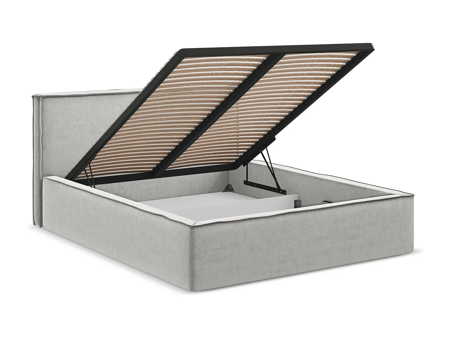 Lit coffre en velours 180 x 200 - argent - ANANI