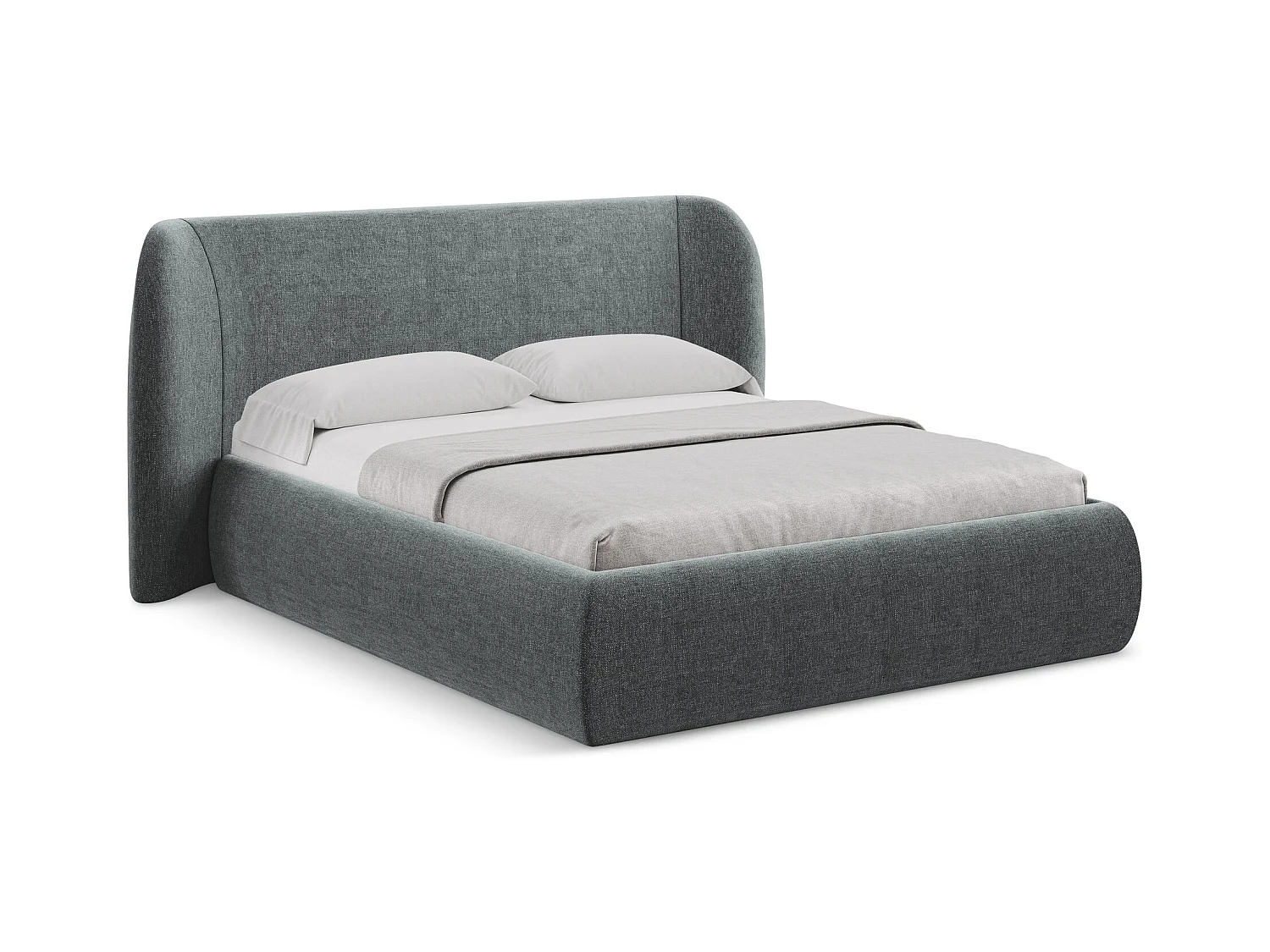 Lit coffre en tissu chenille 160 x 200 - graphite - HAUKE