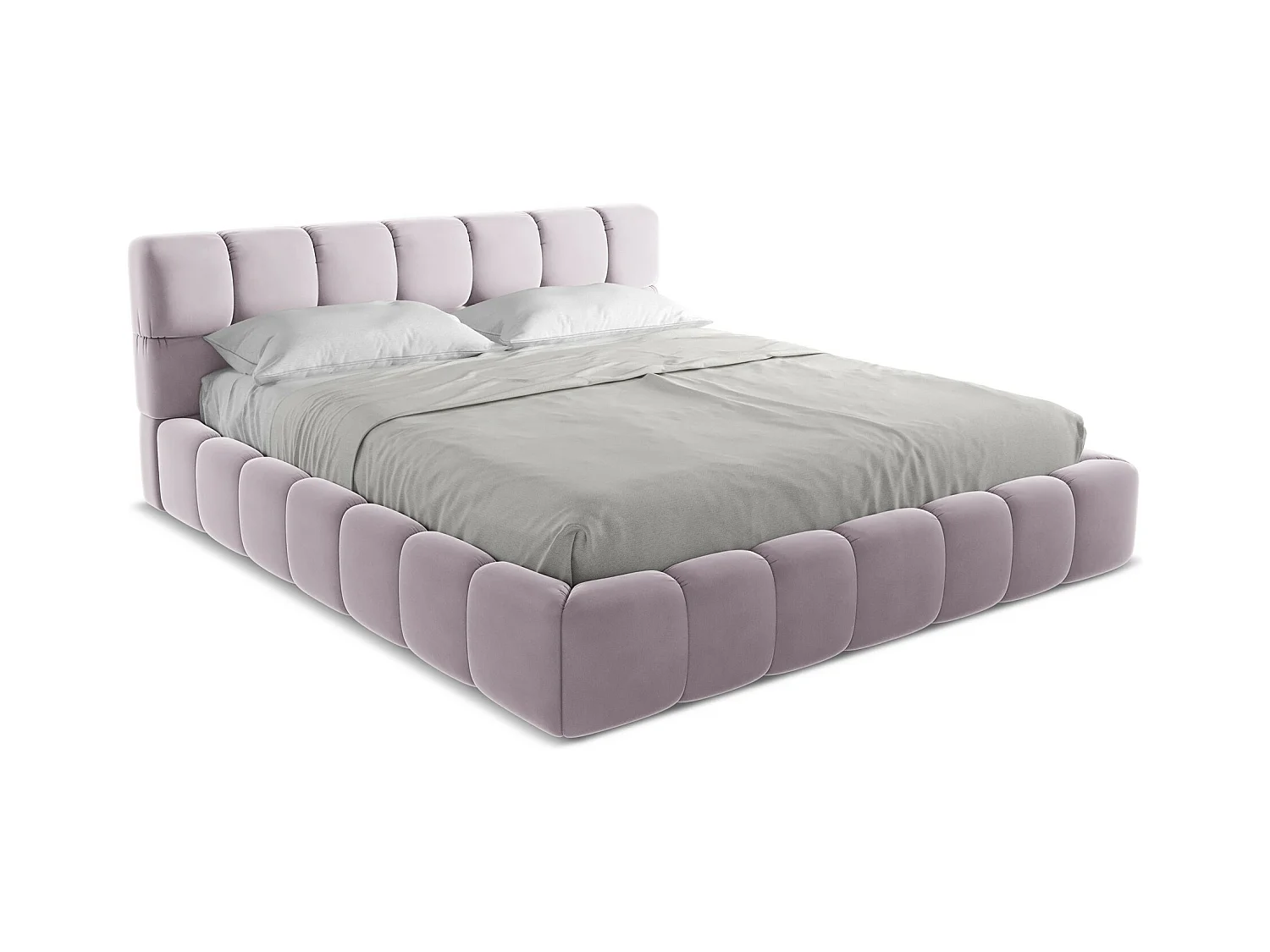 Lit coffre en velours 180 x 200 - lavande - NALU