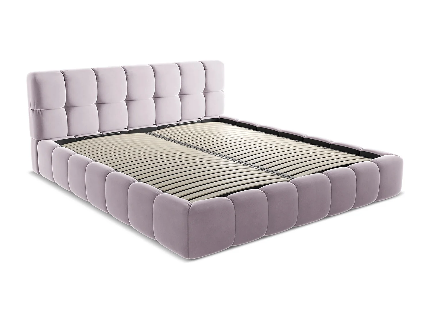 Lit coffre en velours 180 x 200 - lavande - NALU