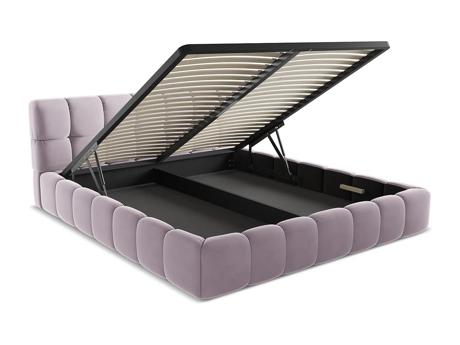 Lit coffre en velours 180 x 200 - lavande - NALU