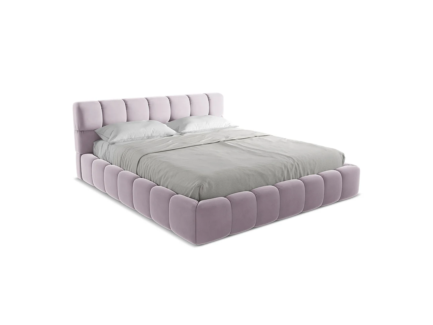 Lit coffre en velours 200 x 228 - lavande - ROMA