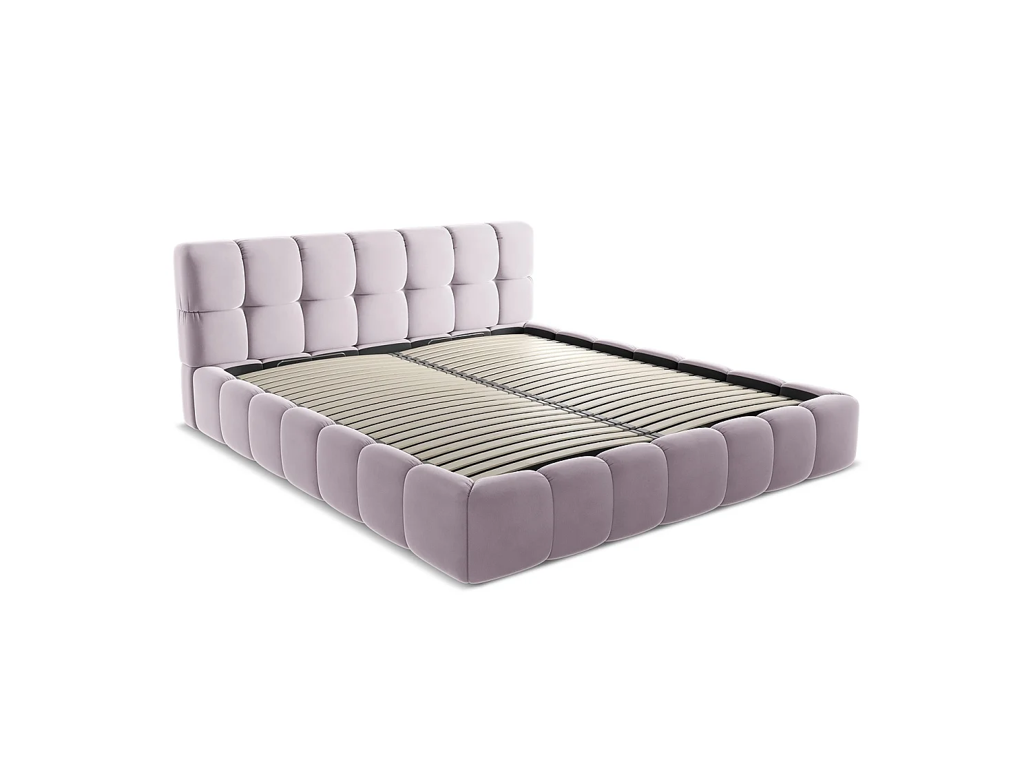 Lit coffre en velours 200 x 228 - lavande - ROMA