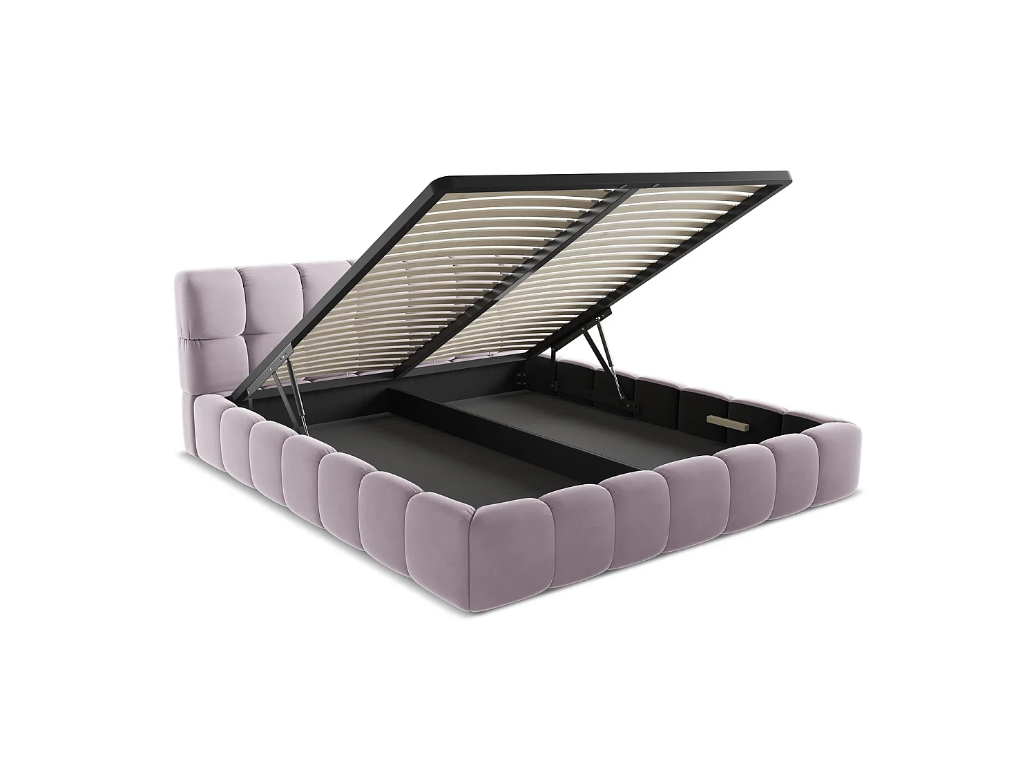 Lit coffre en velours 200 x 228 - lavande - ROMA