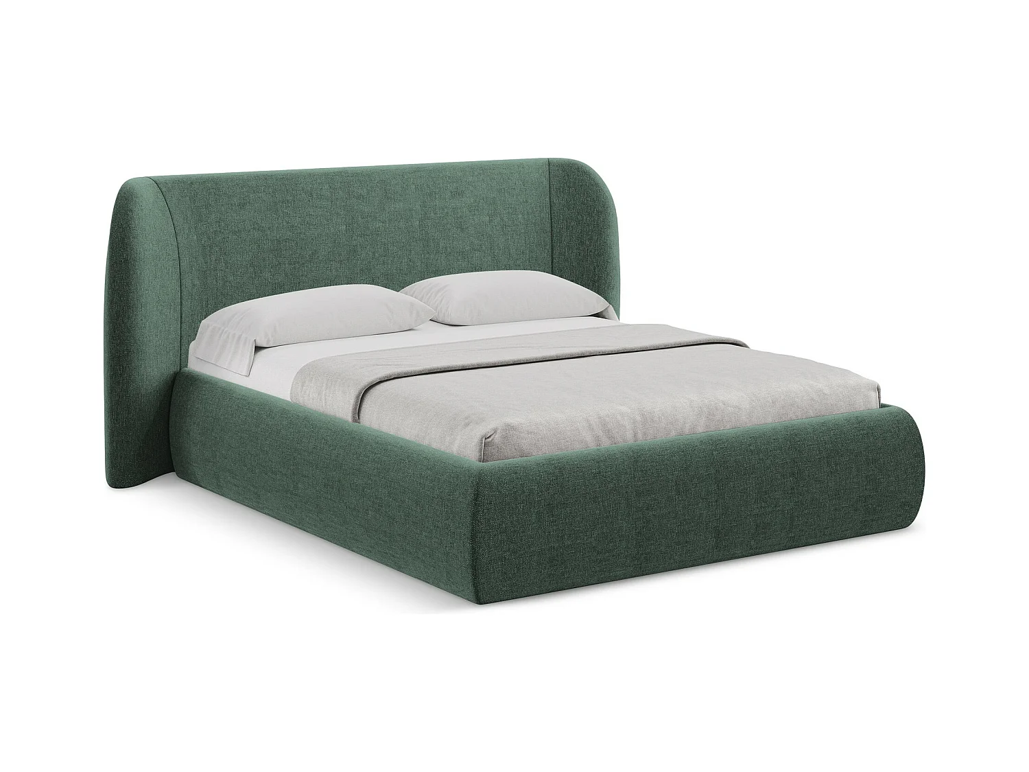 Lit coffre en tissu chenille 160 x 200 - vert - HAUKE