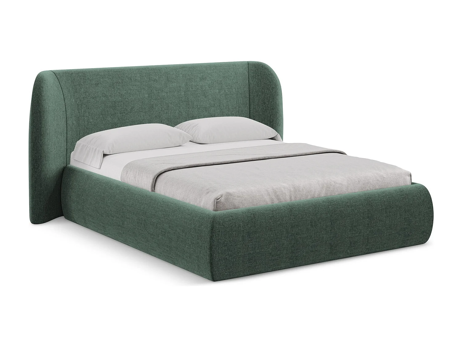 Lit coffre en tissu chenille 160 x 200 - vert - HAUKE