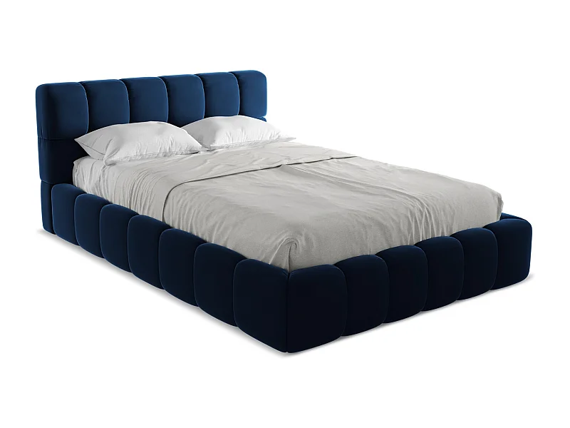 Bed met opbergruimte 160 x 228 - velours - koningsblauw - NALU