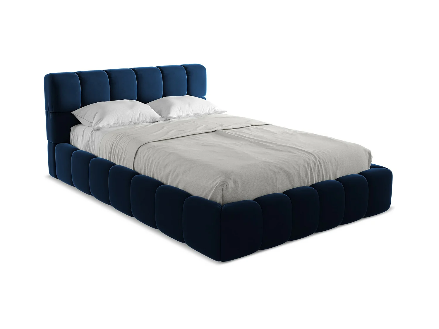 Bed met opbergruimte 160 x 228 - velours - koningsblauw - NALU