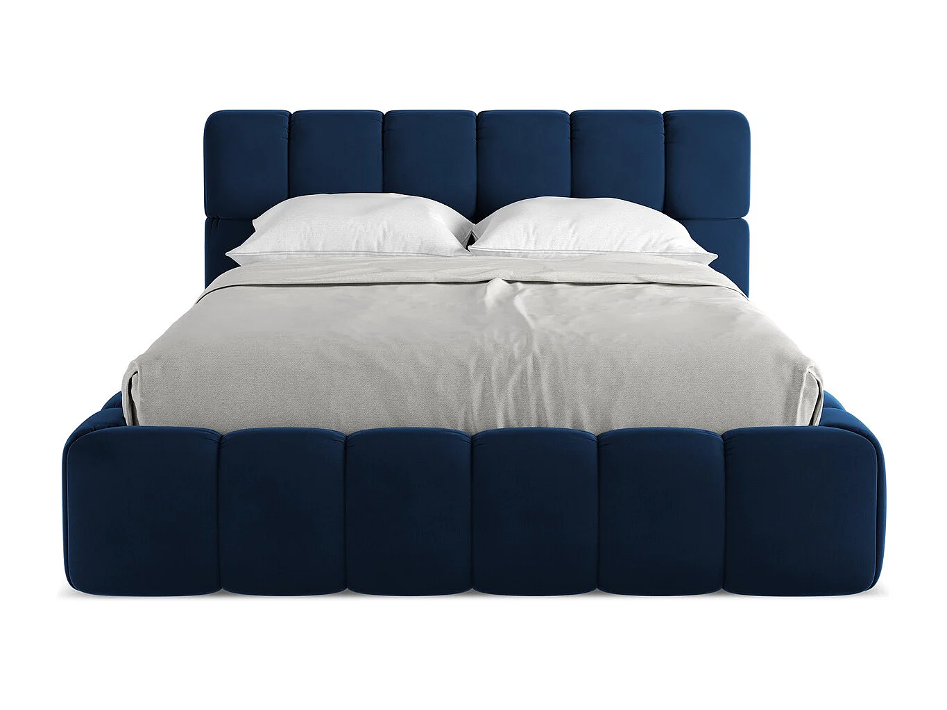 Lit coffre en velours 140 x 200 - bleu royal - NALU