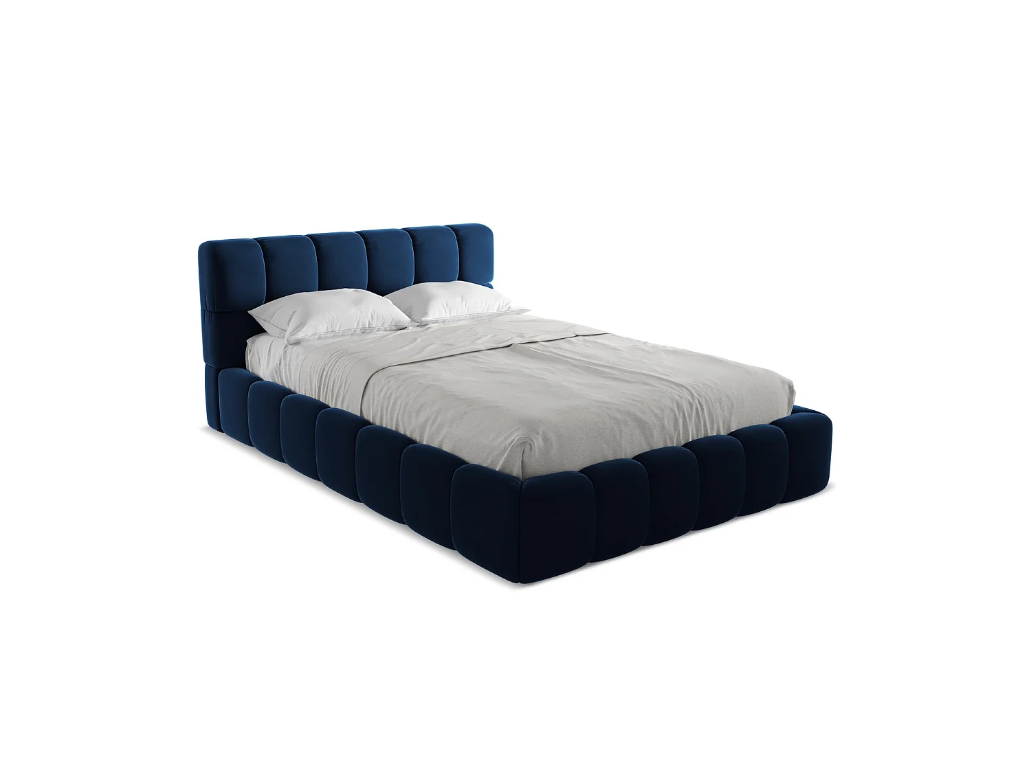 Lit coffre en velours 160 x 228 - bleu royal - ROMA