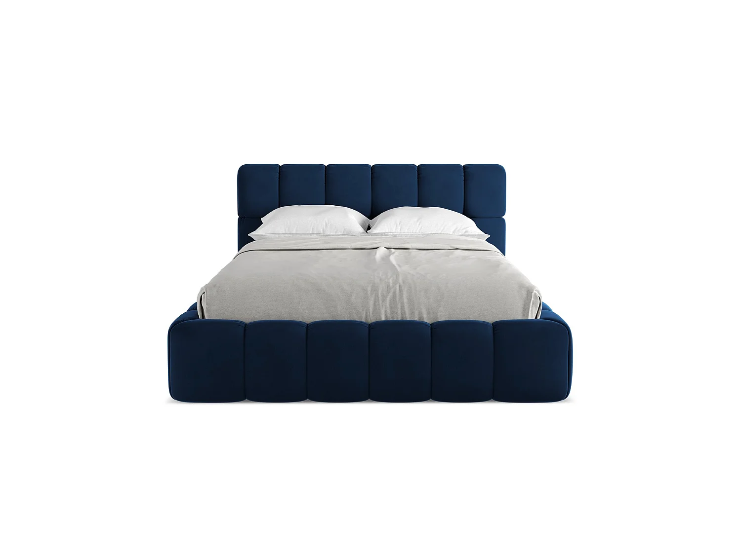 Lit coffre en velours 160 x 228 - bleu royal - ROMA
