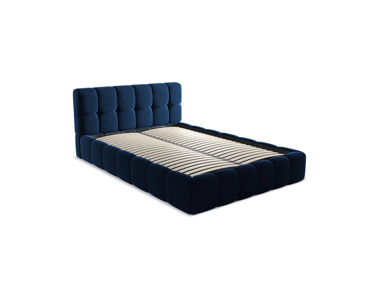 Lit coffre en velours 160 x 228 - bleu royal - ROMA
