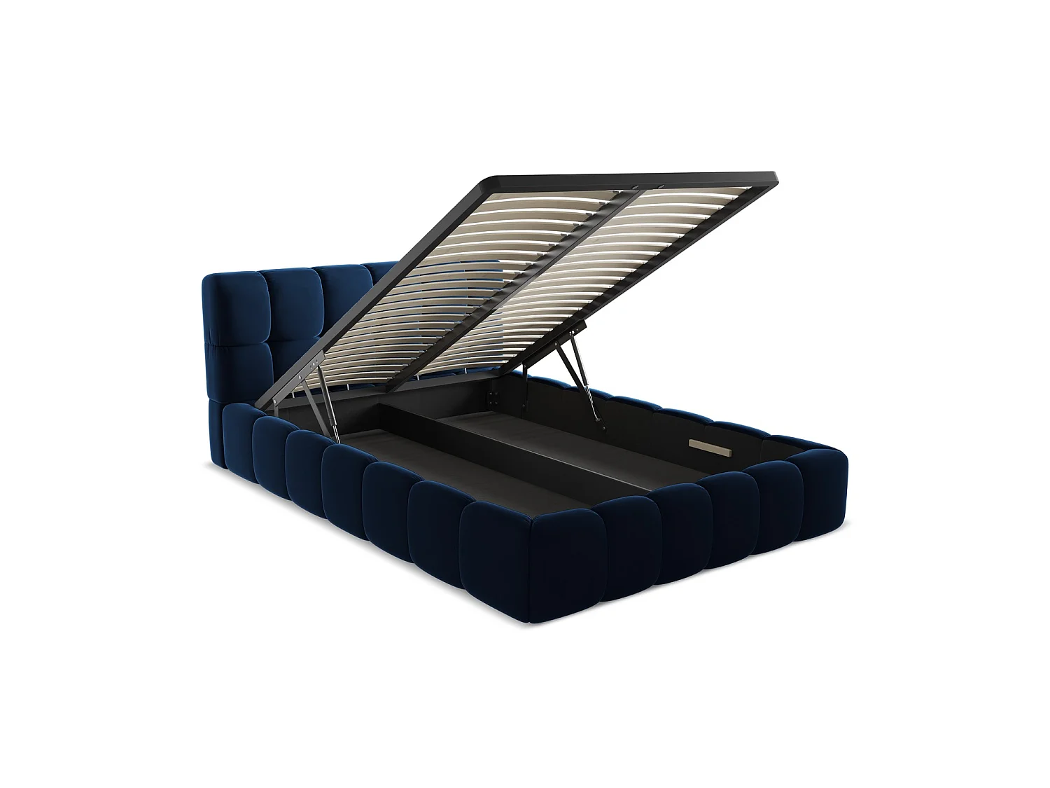 Lit coffre en velours 160 x 228 - bleu royal - ROMA