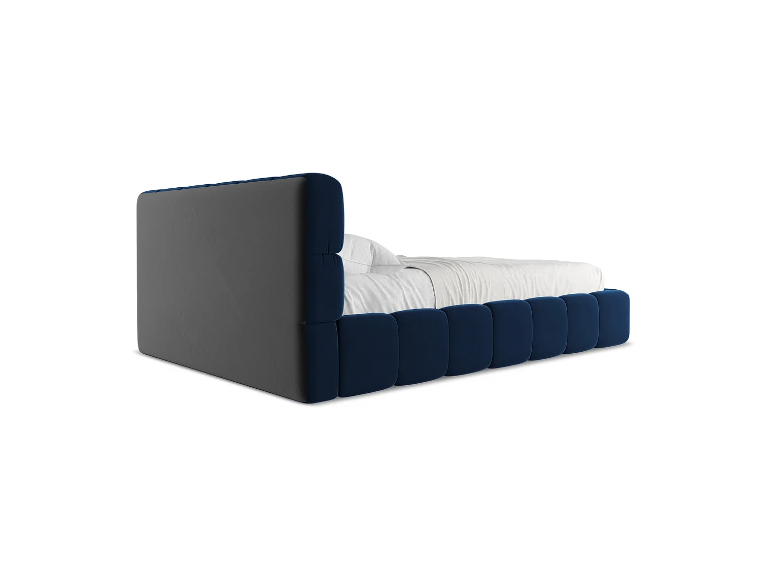 Lit coffre en velours 160 x 228 - bleu royal - ROMA
