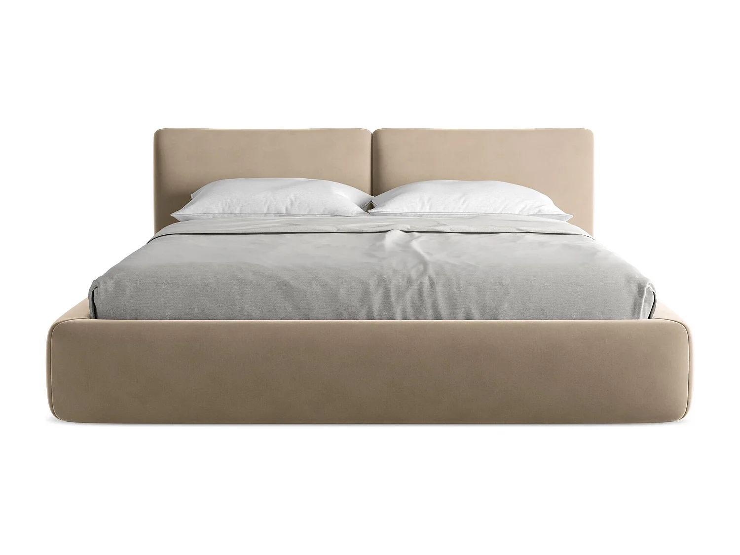 Lit coffre en velours 180 x 200 - beige clair - HOKU